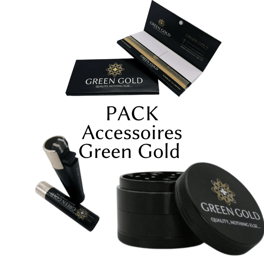 Briquet + Feuille Green Gold + Grinder