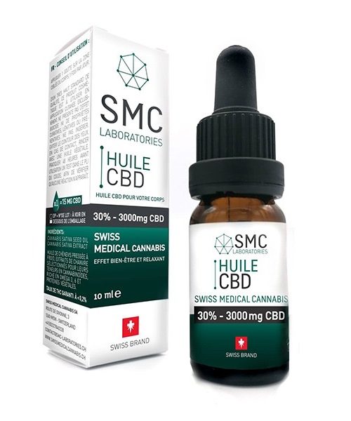 Side-by-side bottles of SMC Laboratories' 20% and 30% CBD oil, illustrating two levels of concentration for natural well-being.
