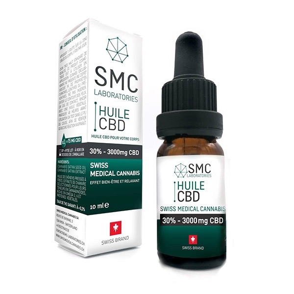 Flacons d’huile CBD 20 % et 30 % de SMC Laboratories posés côte à côte, illustrant deux niveaux de concentration pour le bien-être naturel
